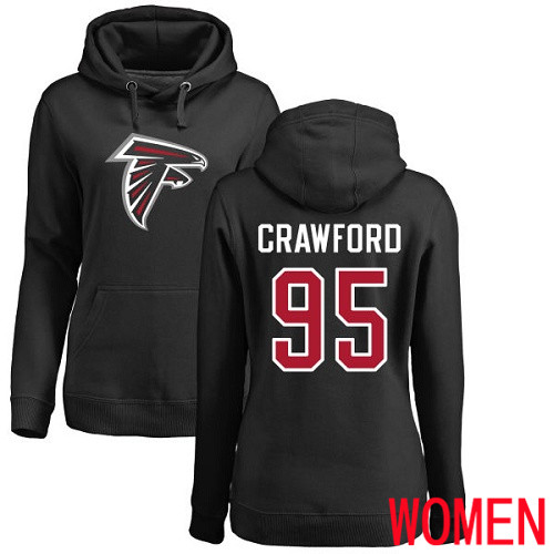 Atlanta Falcons Black Women Jack Crawford Name And Number Logo NFL Football #95 Pullover Hoodie Sweatshirts->women nfl jersey->Women Jersey